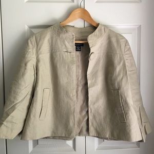 RAFELLA Crop linen jacket in neutral color